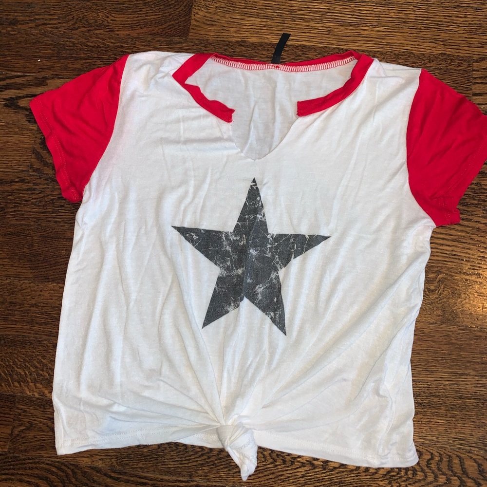 Revelation red and white star tee